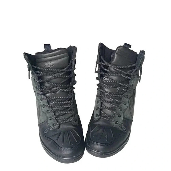 2013 Nike Dunk Sky High Womens US 8.5, UK 6 Black Gray Suede Wedge Sneaker Boot - Picture 9 of 13